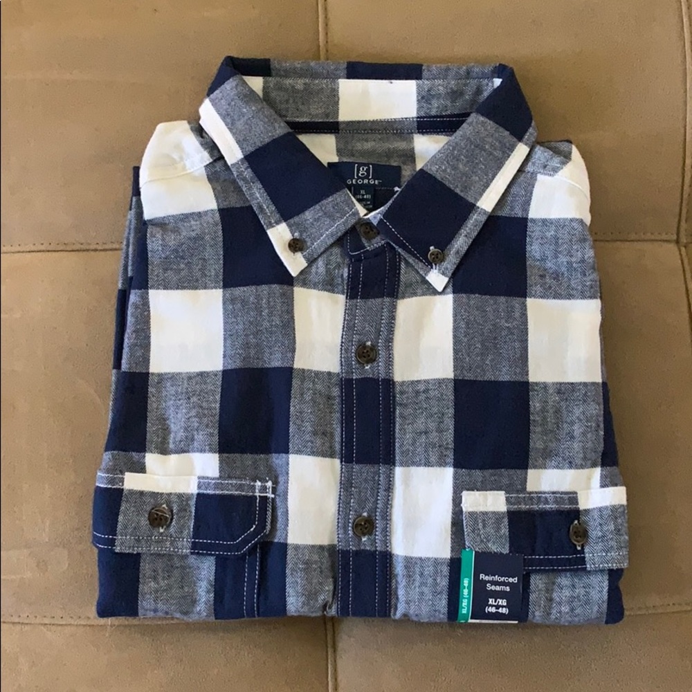 NWT blue and white flannel